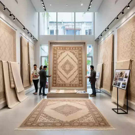 Current MirzapurLooms workshop operations in 2025 showing climate-controlled facility with forty-five master weavers working on twenty-three vertical looms simultaneously